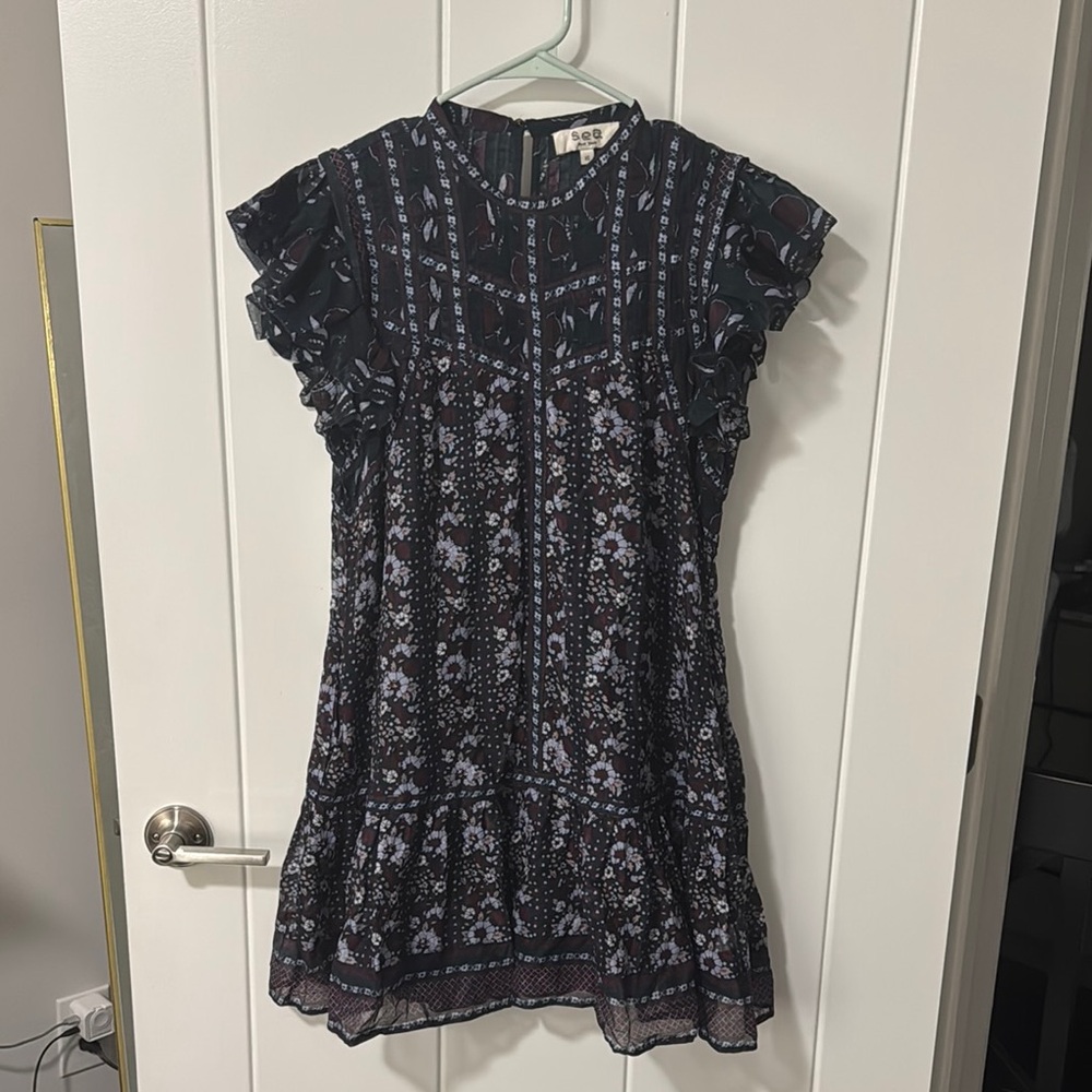 Sea New York Black and Purple Floral Dress